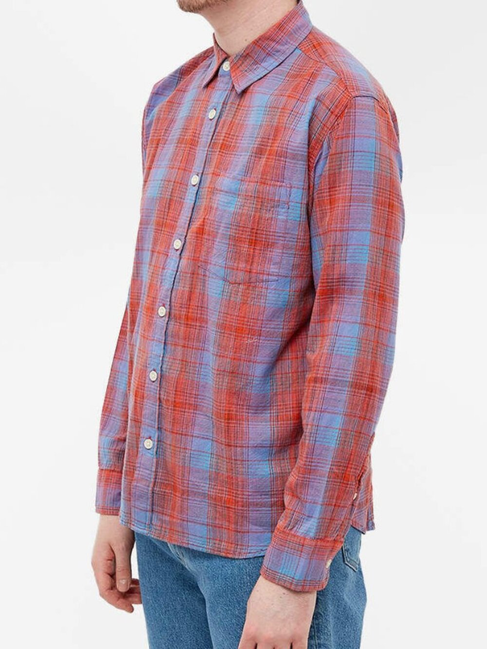 Corridor New York Men's Shadow Check Cotton Shirt in Red Size M NWT $165